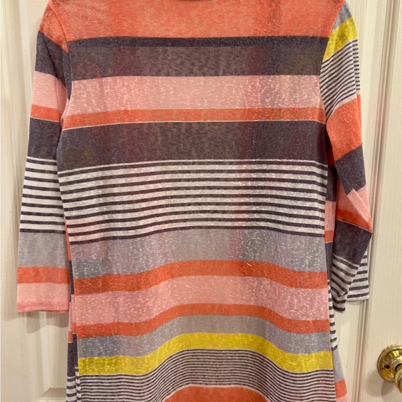 Shyland open cardigan no buttons striped gray, yellow, peach, coral. Size S - Picture 4 of 4